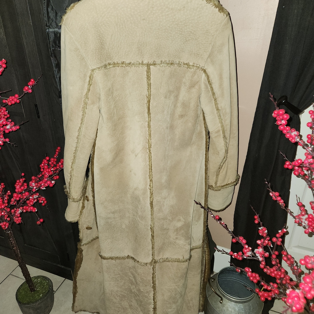 Express Tan Shearling Leather Jacket - image 2